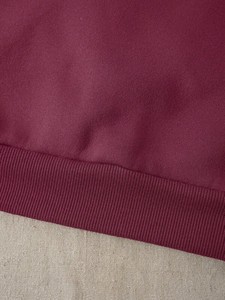 Sudadera granate de cuello redondo de gran tamaño, jersey de lana de algodón de peso pesado, hombro caído, ajuste holgado, ropa de calle de invierno en blanco - Product Image 3