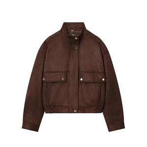 Chaqueta Bomber de Gamuza Sintética para Hombre 2025 con Cuello Alto, Bolsillos Decorativos, Botones en la Parte Delantera, Manga Larga, Estilo Casual Chic para Invierno - Product Image 3