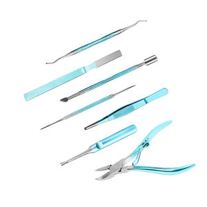 Kit d'instruments de podologie en chiropode prix usine ensemble d'instruments de podologie en acier inoxydable incurvé robuste avec étui en cuir - Product Image 1