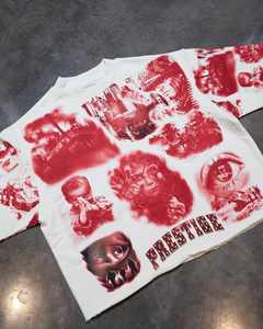 T-shirts surdimensionnés pour hommes sérigraphiés Streetwear avec des graphiques personnalisés en coton lourd à manches courtes coupe Boxy courte - Product Image 1