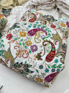 Tela de Peso Medio, Natural y Pura, de Punto por Urdimbre, Jacquard, con Bordado Floral, Transpirable, Antiestática y Resistente al Plumón, para Bodas - Product Image 2