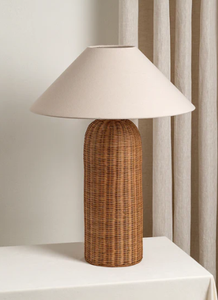 Handmade Rattan <b>Table</b> <b>Lamp</b> Boho Style Cylinder Shape Eco-Friendly Decorative Light Fixture - Product Image 2