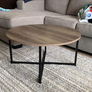 Table basse ronde moderne avec dessus en bois et pieds en métal Ameublement élégant du Vietnam - Product Image 3