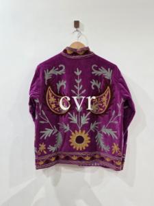 Abrigo de Terciopelo Bordado a Mano con Cuello Mandarín, Talla Grande, Ropa Exterior Bohemia para Mujer, Manga Larga, Estampado Floral, Ropa de Invierno - Product Image 2