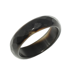 Black Agate Natural Stone <b>Ring</b> with Geometric Shape - Product Image 1