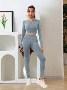 New Full Sleeves Tracksuit Stylish Wholesale Gym Yoga Set Premium Slim Fit Casual Workout Women 2 Piece Set - Product Image 5