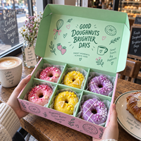 Boîte alimentaire en papier personnalisée avec logo imprimé pour donuts, gâteaux, cupcakes, pâtisseries, biscuits, hamburgers, bento, repas à emporter, emballage pour boulangerie