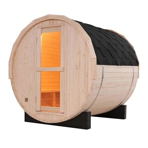 Sauna en bois de pin blanc pour usage extérieur, 4 personnes, chauffage 6 kW et carreaux imperméables - Product Image 6