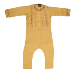Traje Shalwar Bordado para Niños - Color Mostaza - Product Image 2