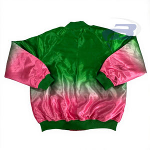 Alfa |   Kapa |   Chaqueta Bomber AKA de la Hermandad Griega Alpha, Brillante, Satinada, Impermeable, Bordada, Estilo Universitario Multicolor - Product Image 2