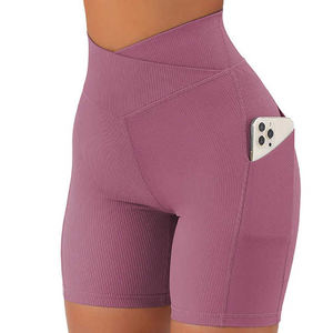 2025 pantalones cortos ajustados de Yoga de cintura alta pantalones cortos activos transpirables OEM de mallas de Pakistán, sin costuras, cintura alta - Product Image 1