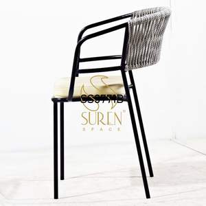 Handcrafted Comfortable Iron <b>Chair</b> Rope <b>Chair</b> With Soft Rexine Seating Regular Restaurant <b>Chair</b> - Product Image 3