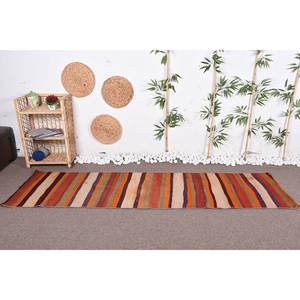 พรมขนแกะสีเบจโบฮีเมียนสีส้มงานแฮนด์เมดพื้นที่ขนาดใหญ่รูปสี่เหลี่ยมผืนผ้างานเย็บปะติดโถงทางเดินแอบสแตรกสำหรับห้องนอน2.3 x 8.4ft ลาเท็กซ์ - Product Image 2