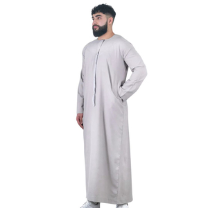 Premium hommes Jubba élégant luxe arabe traditionnel porter émirati Thobe doux Taupe respirant moderne islamique tenue décontracté - Product Image 2