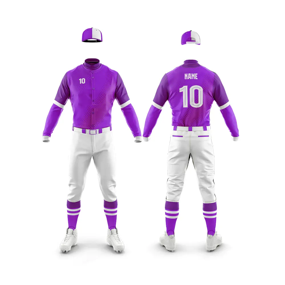 Sublimation Club Anzug Hochwertige Herren Langarm Baseball Uniform Atmungsaktive Baseball Uniform Sets