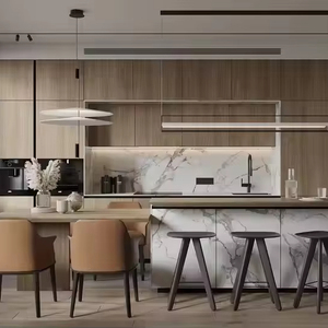 Gabinete de cocina de madera maciza de estilo europeo, diseño de puerta de coctelera americana con apariencia moderna - Product Image 1