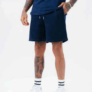 Unique Simple Style <b>Men's</b> Solid 100% Cotton Breathable <b>Fleece</b> Hoodie & <b>Shorts</b> Set Drawstring Casual Wear - Product Image 3