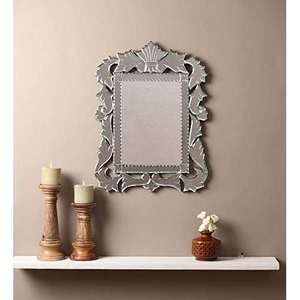 Venetian Design Engineered Wood <b>Rectangular</b> <b>Wall</b> <b>Mirror</b> Royal Antique Style Ornate Etched Glass Decorative Hanging - Product Image 1