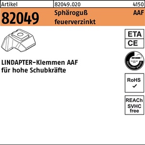 Terminal de Abrazadera R 82049 AAF M12 de Hierro Fundido Esferoidal Galvanizado en Caliente, 1 Pieza, LINDAPTER - Product Image 1
