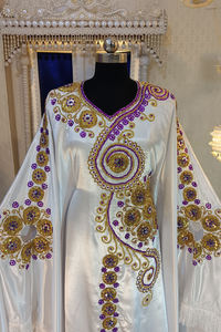 Caftán israelí único blanco y dorado - Product Image 4