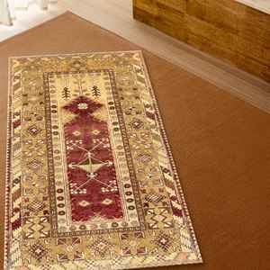 Tapis imprimé à motifs vintage - Kilim, design persan, turc, avec poils doux - Product Image 5