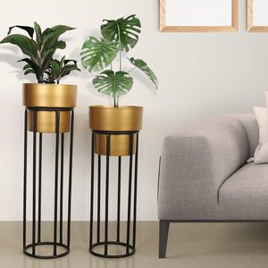 Iron Small Plant <b>Stand</b> Gray and Black Indoor Outdoor Home and Garden Planter <b>Pot</b> <b>Stand</b> with <b>Pot</b> - Product Image 5