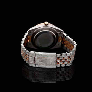 Reloj de cuarzo estilo Hip Hop de lujo de alta calidad Blanco completo VVS Moissanite diamante ETA mecanismo Acero inoxidable cristal antiguo - Product Image 3