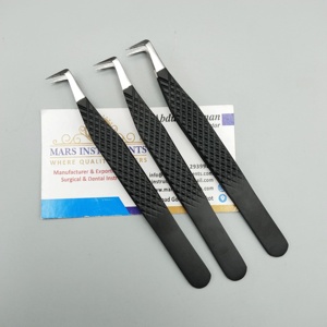 Boot 90 Degree Black Matte Tweezers for Eyelash Extension Fiber Tip - Product Image 1