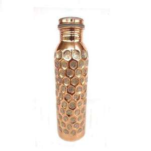 Hunny Comb Design Polished Finished Pure Copper Metal Water Bottles at Low Price - Product Image 1
