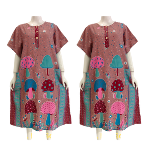 أفضل جودة مواد رايون ملابس نسائية يومية فستان بأكمام قصيرة ميزات حرارية سادة مصبوغ للبيع في الصيف - Product Image 6