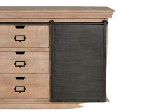 Buffet de style industriel en bois massif et métal, armoire rétro multifonctionnelle pour la cuisine et la salle à manger - Product Image 2