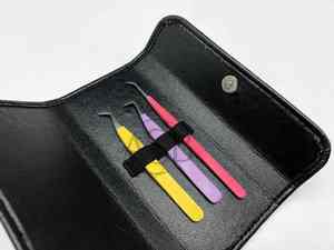 Pince à cils en acier inoxydable durable avec logo personnalisé solide adhérence 90 65 degrés pointu couleur personnalisée sans fibres professionnel - Product Image 4