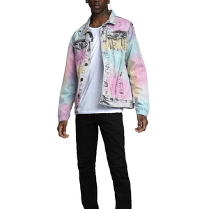 High Street Style Logo personnalisé imprimé 100% coton veste en jean pour hommes nouvelle à la mode à manches longues prix bas - Product Image 4