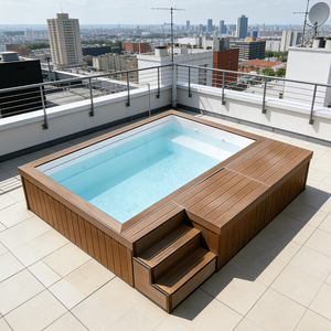 Piscine hors sol avec banc de bronzage et canapé confortable pour la maison, le jardin, l'extérieur, en fibre de verre avec pompe filtrante haute capacité - Product Image 1