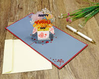 Nouveau fournisseur de cartes de vœux 3D en papier pour la fête des mères avec note et enveloppe