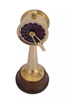 Télégraphe de commande de moteur de bateau en laiton poli, style nautique moderne, 4 pouces, pièce décorative sur base en bois, décoration d'intérieur