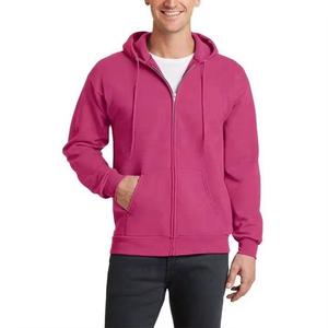 Sudadera con capucha de algodón tejido de talla grande para hombre, estilo jersey con cremallera, cuello con capucha, venta al por mayor - Product Image 1