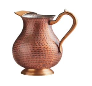 Pichet à eau martelé en cuivre massif sans toxine moderne pichet à boire avec gobelets et verres pichet à eau et ustensiles de cuisine en métal - Product Image 2
