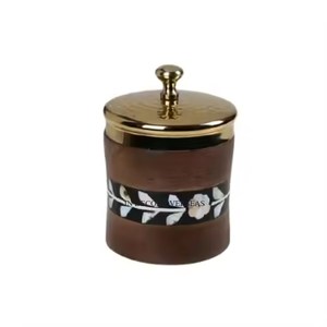 Qualité luxueuse, fabrication en bois, forme cylindrique, pots et bols de service pour fruits secs et noix, accessoires de cuisine en provenance d'Inde - Product Image 6