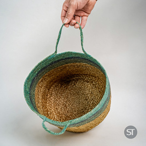 Cesta trenzada de yute ecológica hecha a mano, maceta de tejido Natural rústico, pequeño almacenamiento multifunción decorativo para el hogar - Product Image 3