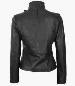 Manteau en molleton tricoté ajusté pour femme, automne-hiver, avec logo personnalisé, veste en cuir véritable respirante, style streetwear, OEM - Product Image 4