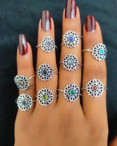 La Mayoría de tendencias, venta al por mayor, anillos de moda, mezcla de piedras preciosas naturales, joyería de plata de ley chapada en oro rosa resistente al agua para fiestas - Product Image 4