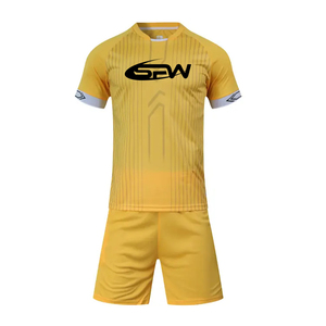 เสื้อฟุตบอลกางเกงขาสั้นผ้าโพลีเอสเตอร์แบบแห้งเร็วชุดเล่นฟุตบอลของทีม - Product Image 1