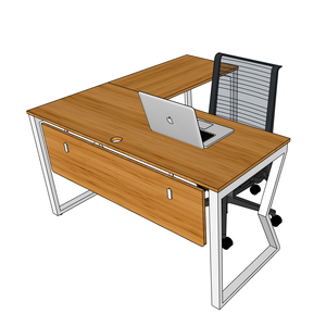 MBamboo L-Shaped Corner <b>Desk</b> 140x140cm <b>Solid</b> <b>Wood</b> Modern Minimalist Design Assembled Iron Legs for Office or Study Use - Product Image 2