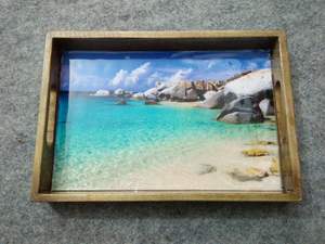 Plateaux de service à thé et petit-déjeuner en bois à carreaux horizontaux modernes et contemporains pour mariages et fêtes de Diwali - Product Image 4