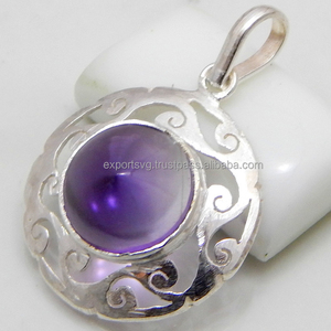 925 argent Sterling pendentifs fins breloques mignon lune motif améthyste pierre précieuse naturelle concepteur cadeau pour la fête des femmes mariage - Product Image 3