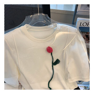 Vente d'usine mode haut T-shirt pour femmes mode col rond ample décontracté votre logo T-shirt à manches courtes dames - Product Image 1