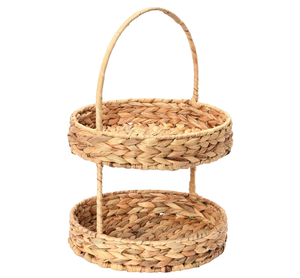 ถาดเสิร์ฟผักผลไม้2ชั้นเป็นมิตรต่อสิ่งแวดล้อมสำหรับใช้ในบ้านห้องครัวงานสานด้วยมือคุณภาพสูงจากเวียดนาม - Product Image 1