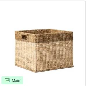 Cesta de yute tejida a mano con asas resistentes y diseño bicolor para almacenamiento ecológico, decoración elegante para el hogar y versátil. - Product Image 5