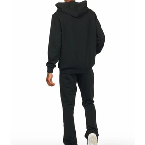 Sweat à capuche noir et pantalons de survêtement hommes survêtement ensemble décontracté Streetwear peinture éclaboussures imprimé deux pièces tenue confortable tous les jours - Product Image 4